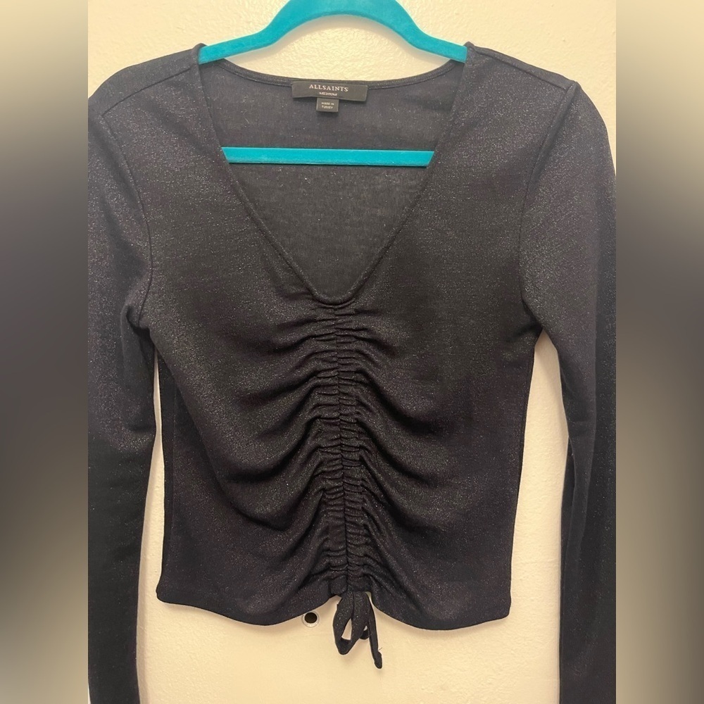 All Saints Ruched Sparkle Top - Picture 7 of 8